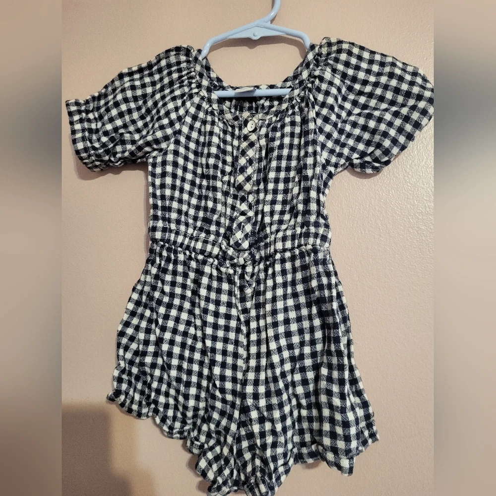 🌞 Old Navy Blue and White Checkered Romper
